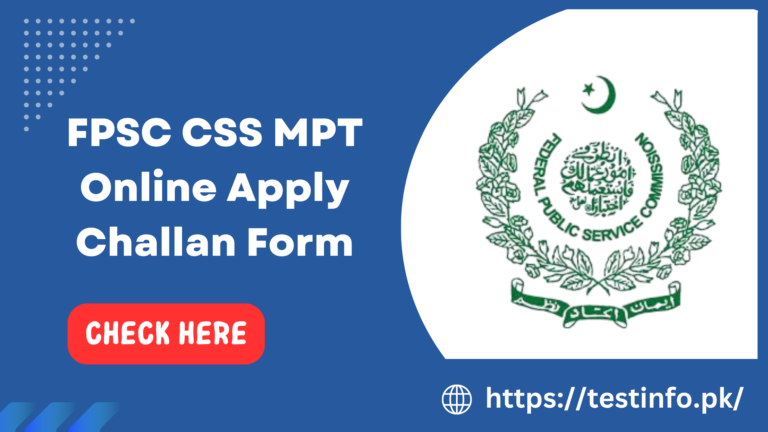 FPSC CSS MPT Online Apply, Challan Form