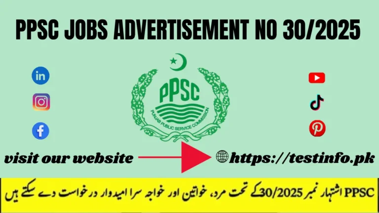 PPSC Jobs Advertisement No 30/2025